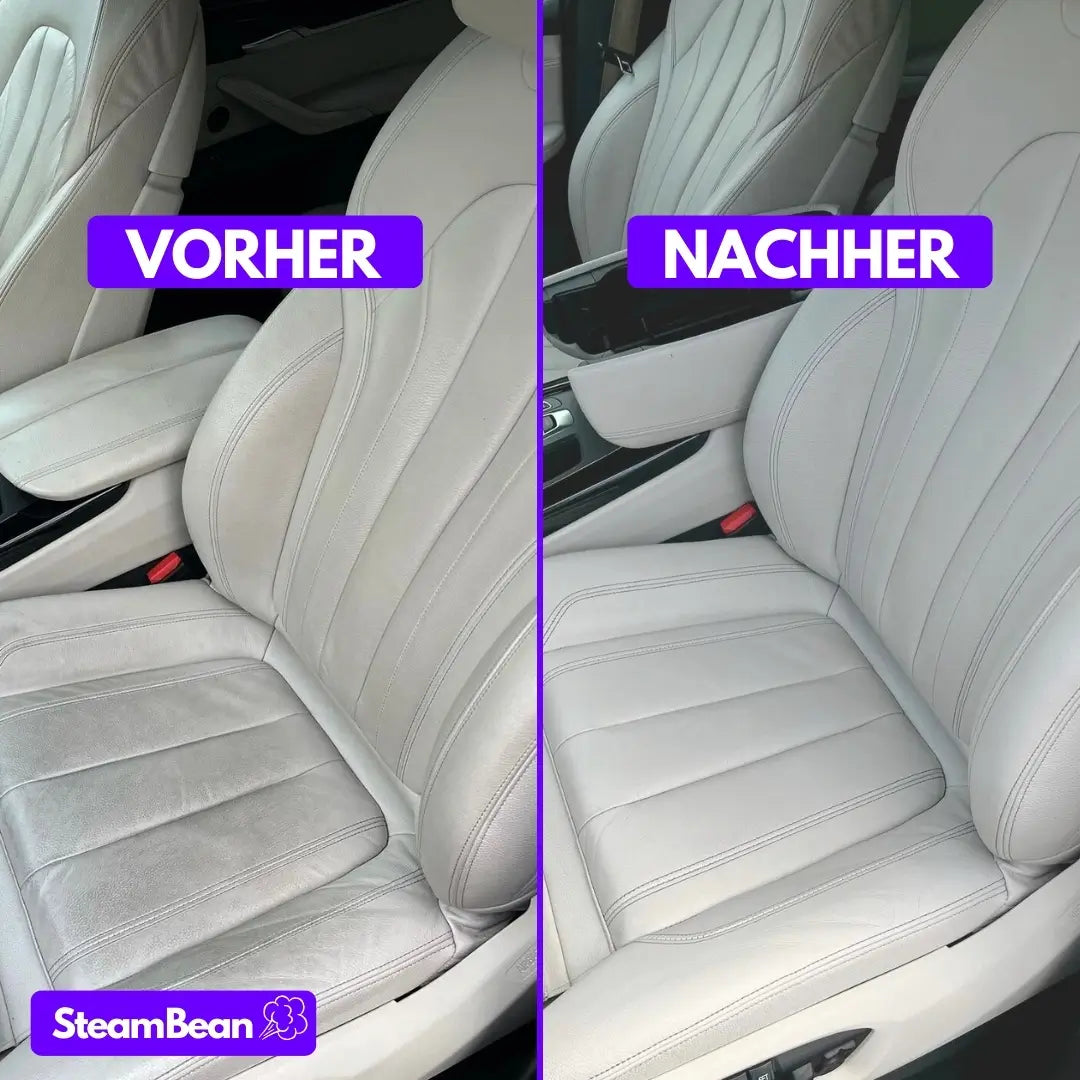 SteamBean Car Seats White before/after german